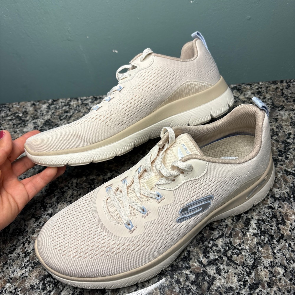Skechers Arch Fit Big Appeal Cream Taupe Mesh Sneakers 150754 Womens 9.5 - Picture 2 of 8